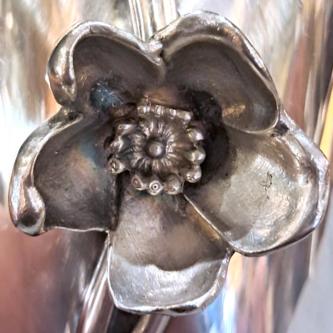Christofle, "anémone-belle époque" Vase In Silver-plated Metal, 20th Century-photo-3