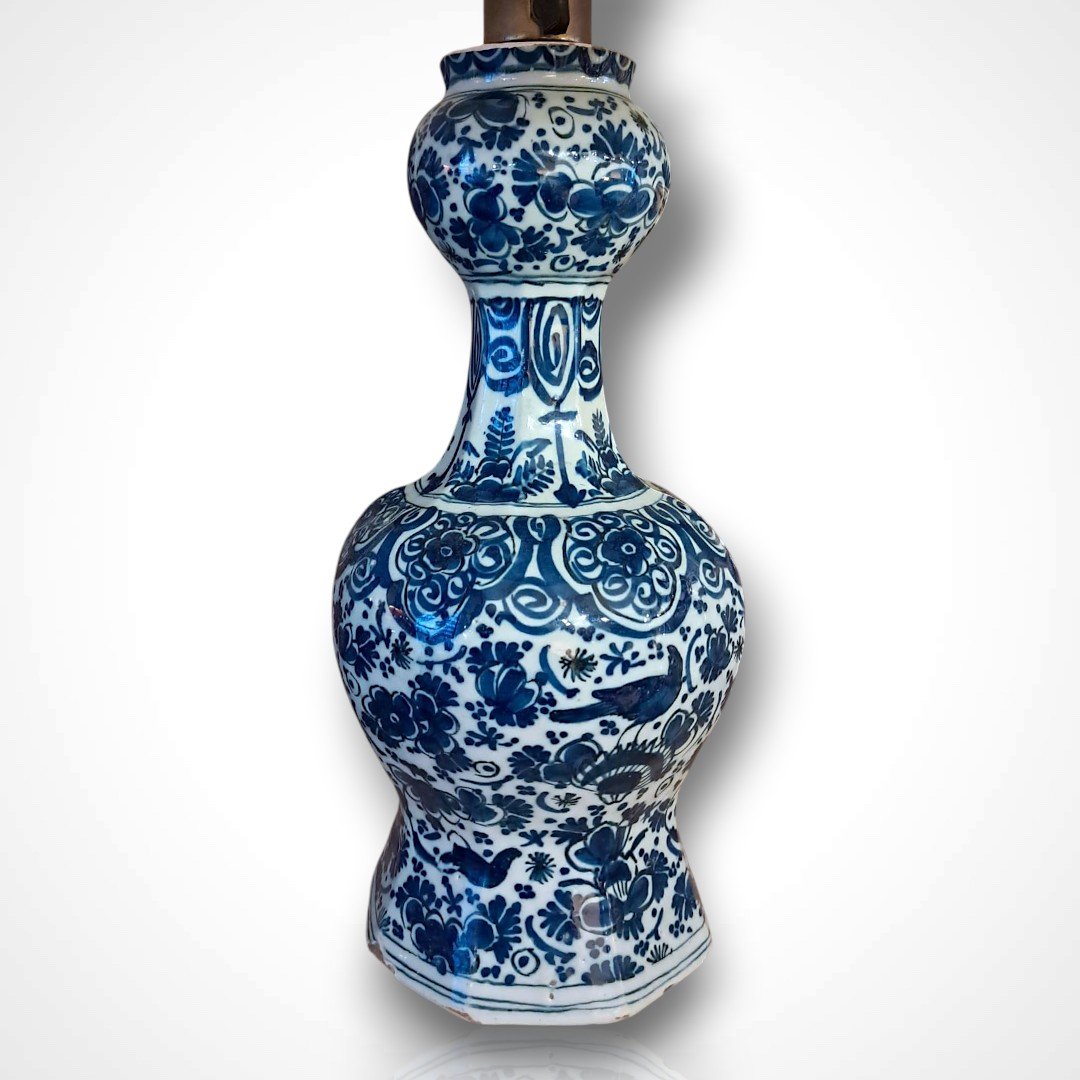 Delftware Vase Converted Into A Lamp, 19th Century-photo-3