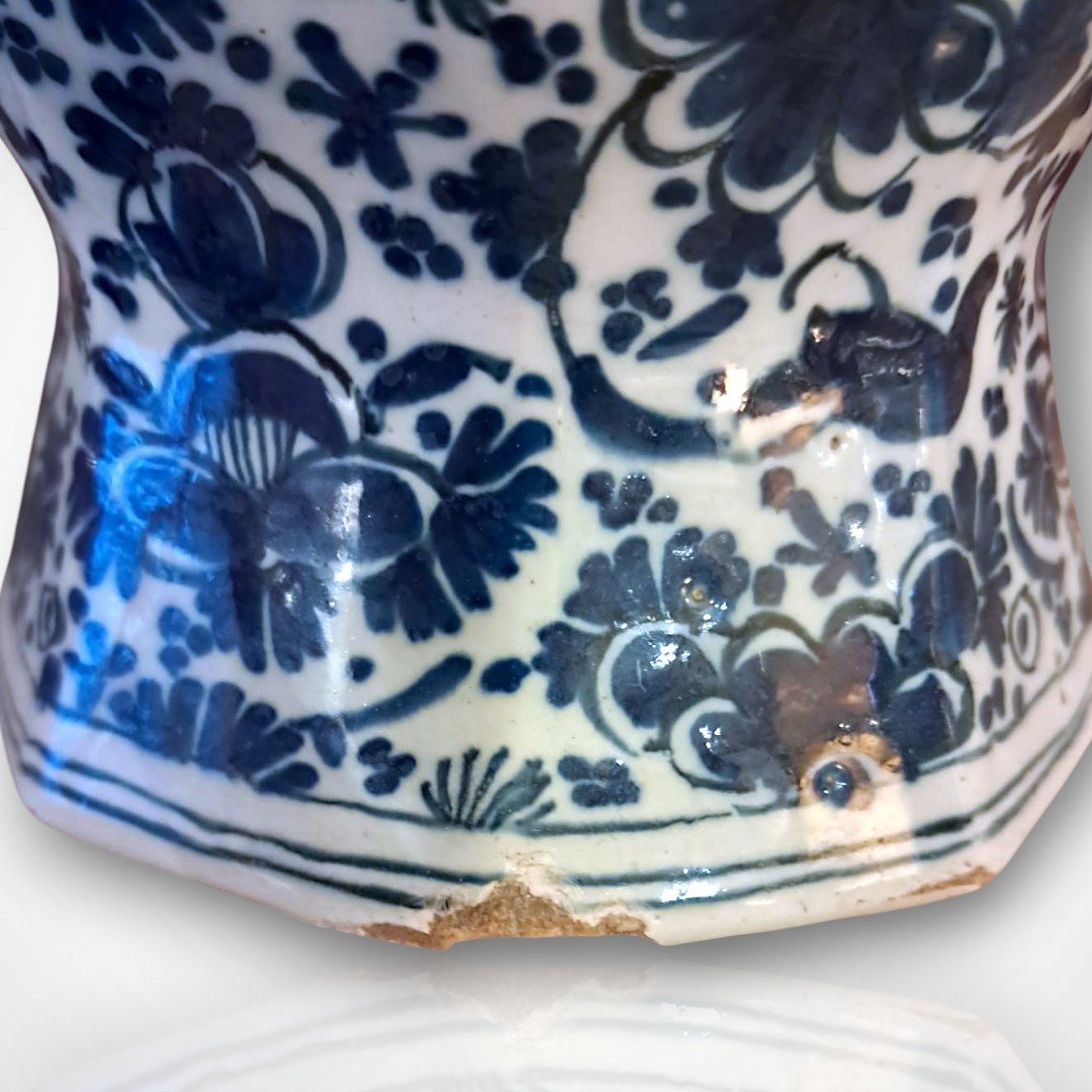 Delftware Vase Converted Into A Lamp, 19th Century-photo-3