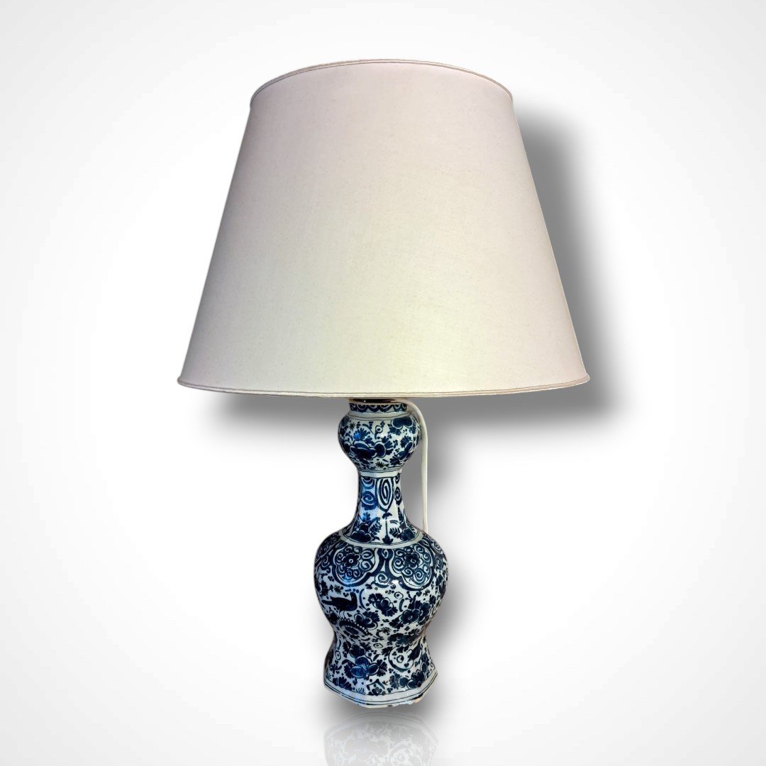 Delftware Vase Converted Into A Lamp, 19th Century