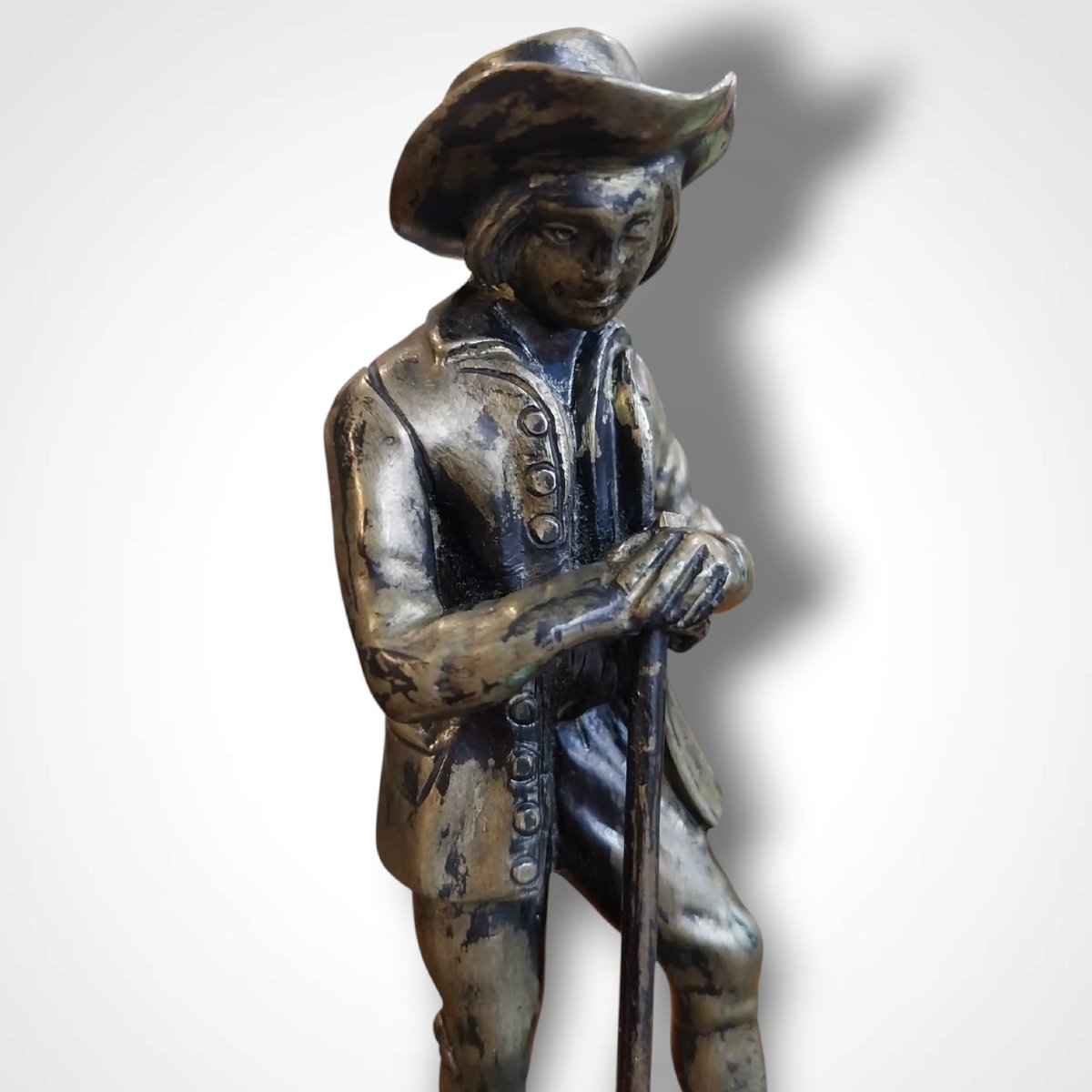 Paire de statuettes en bronze sur leurs socles en marbre, XIXe-photo-1