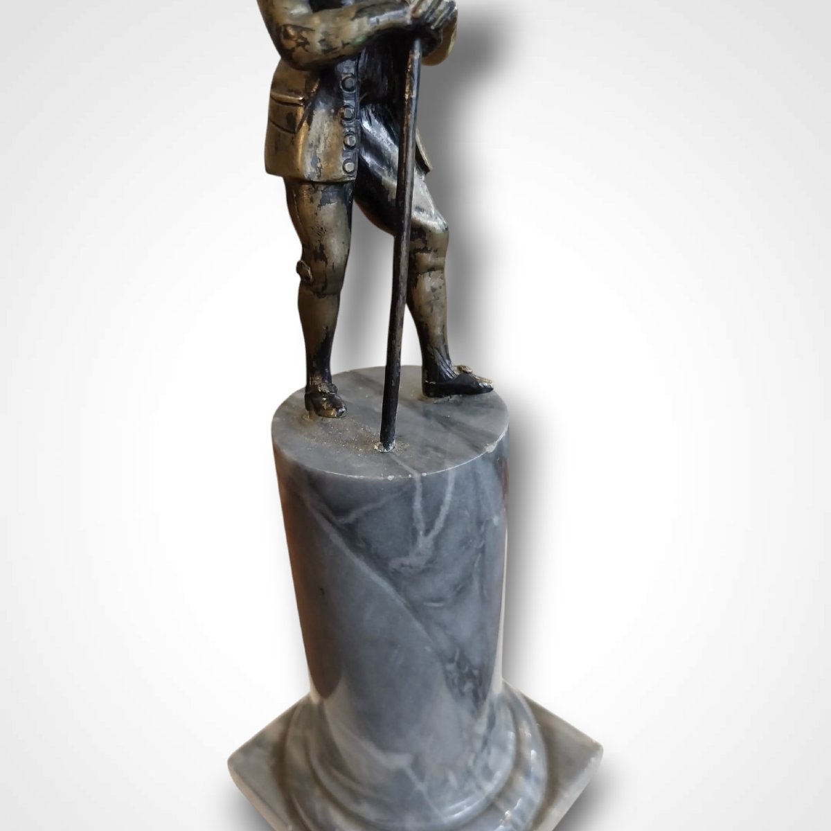 Paire de statuettes en bronze sur leurs socles en marbre, XIXe-photo-2