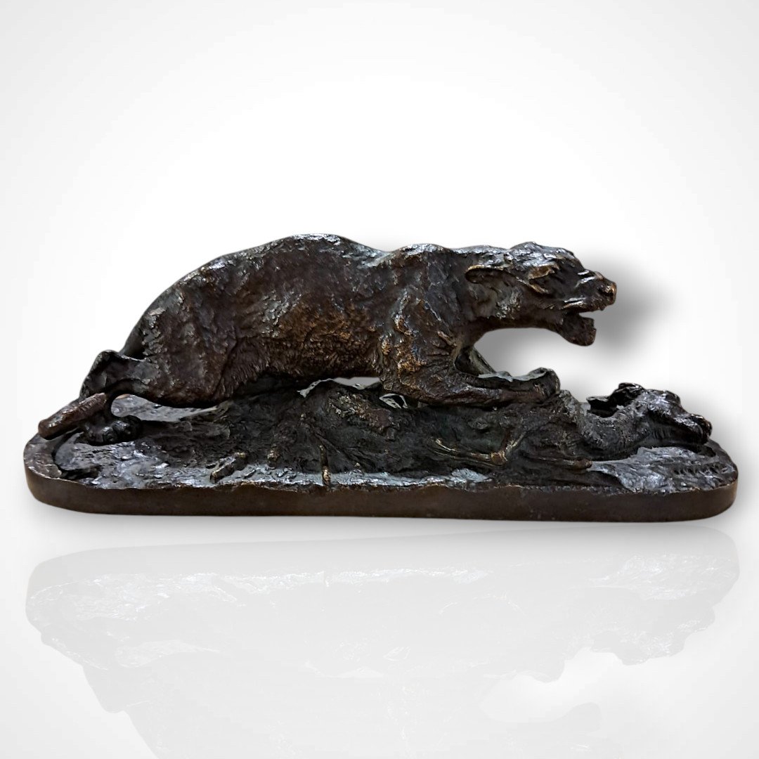 Pierre-jules Mêne, Panther Of Constantine And Gazelle, Bronze, Antique Cast, 19th Century
