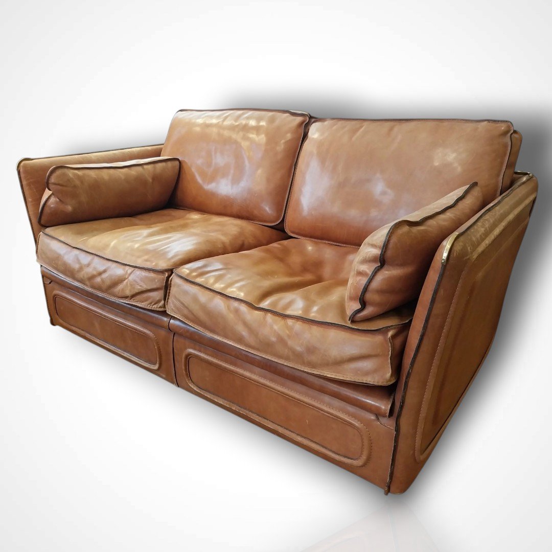 Roche Bobois, Vintage Leather Sofa, 1970s