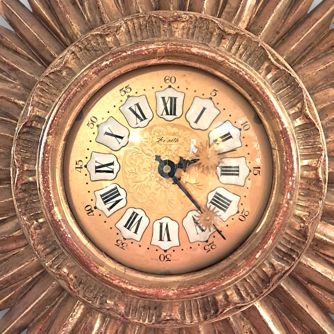 Horloge soleil en bois doré, Zenith, XXe-photo-3