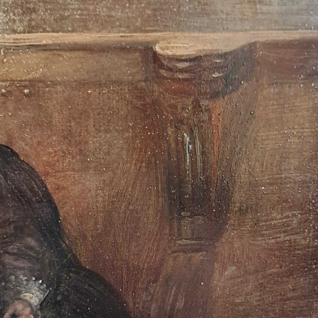 Portrait de femme, huile sur panneau, XIXe-photo-1