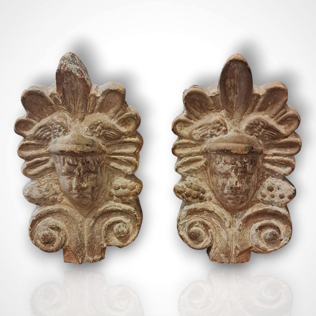 Pair Of Terracotta Antefixes-photo-2