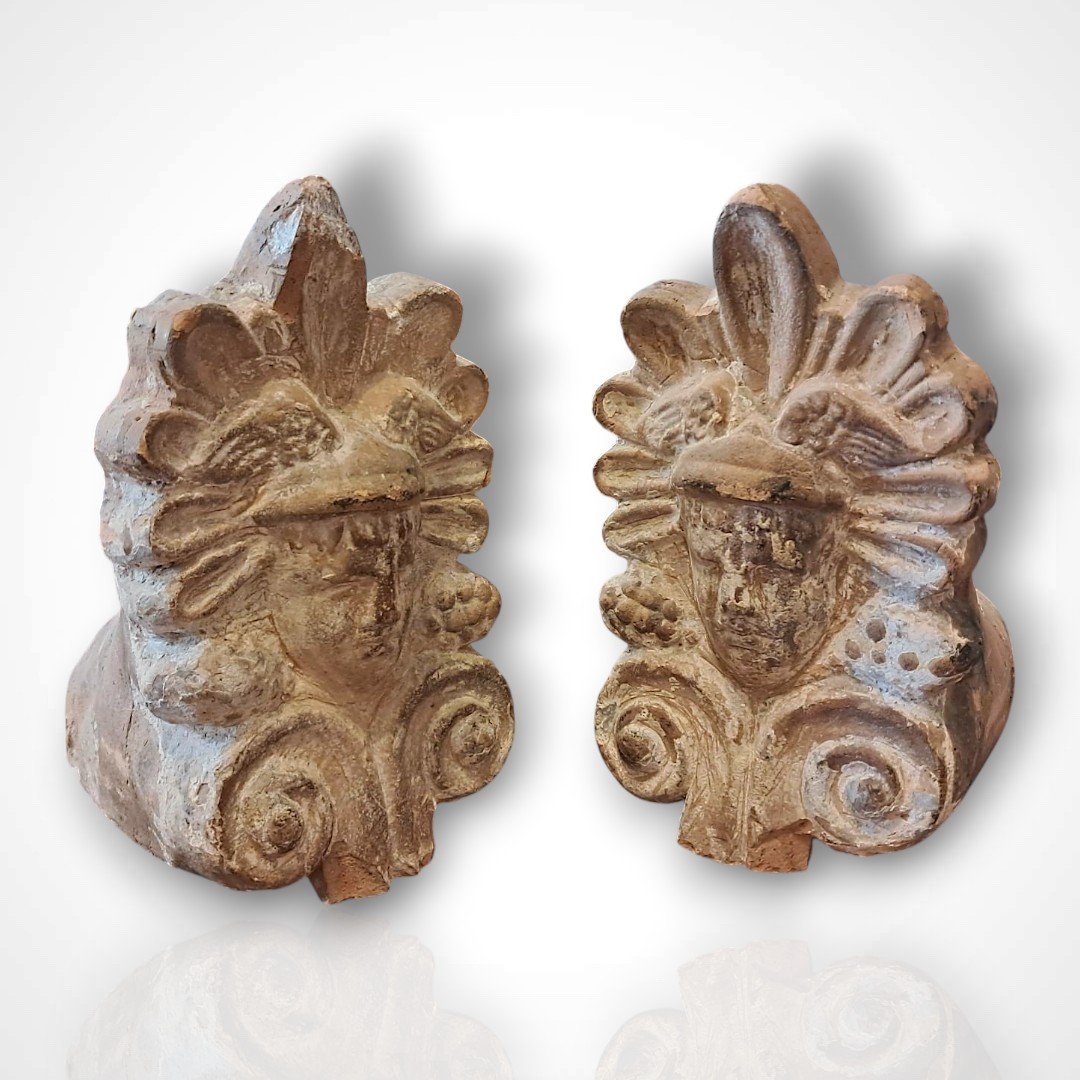 Pair Of Terracotta Antefixes