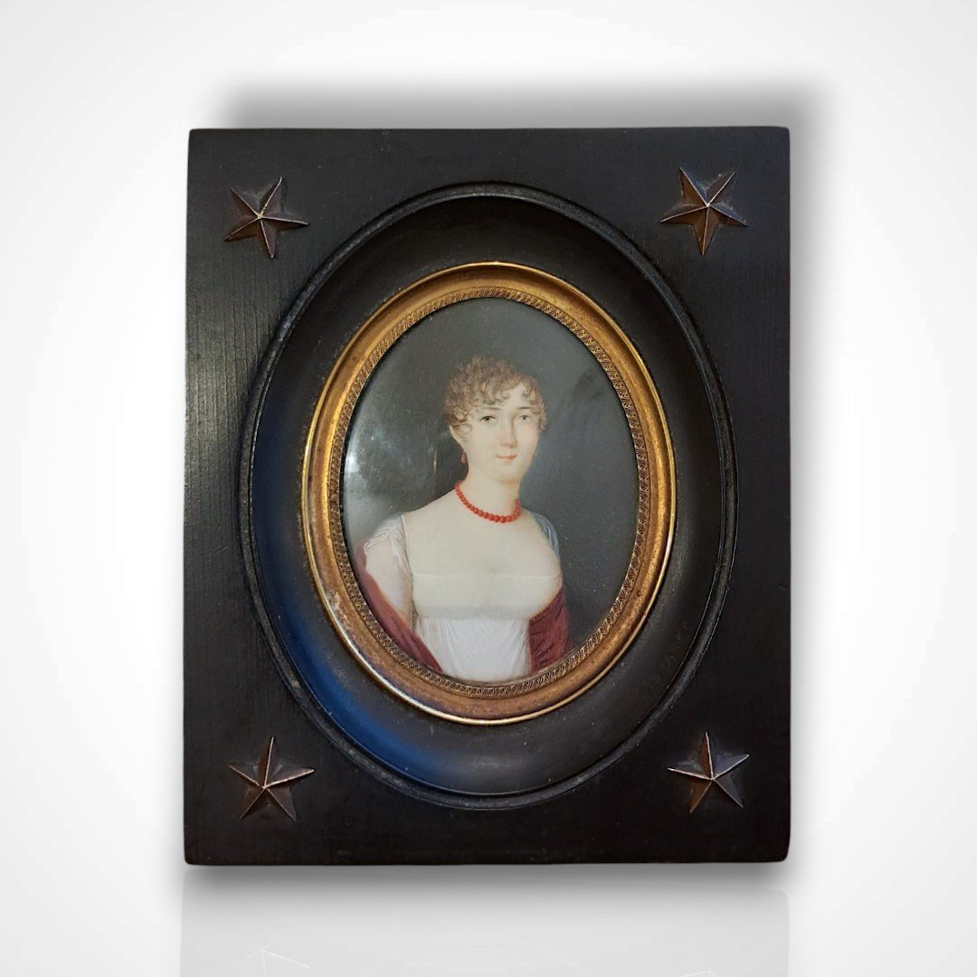 Miniature, portrait de femme, XIXe