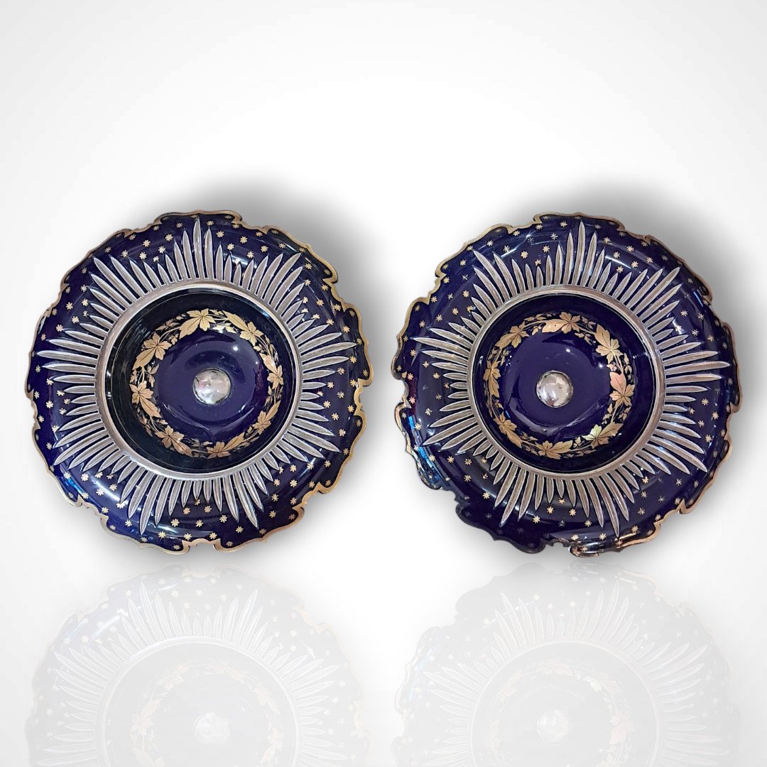 Pair Of Bohemian Crystal And Bronze Goblets, 19th Century-photo-3