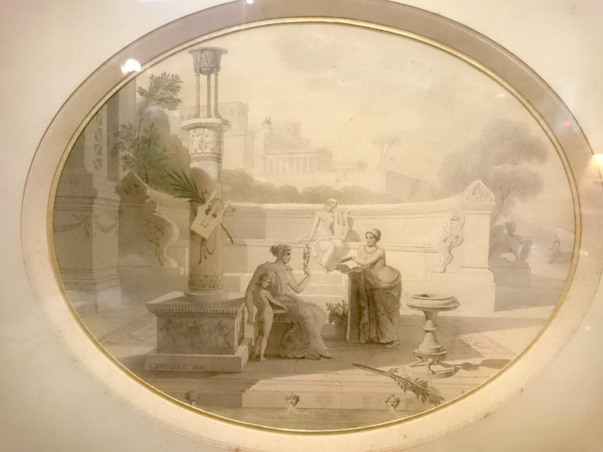Jules Fr&eacute;d&eacute;ric BOUCHET (1799-1860)  Dessin aquarell&eacute; &agrave; l'Antique-photo-2