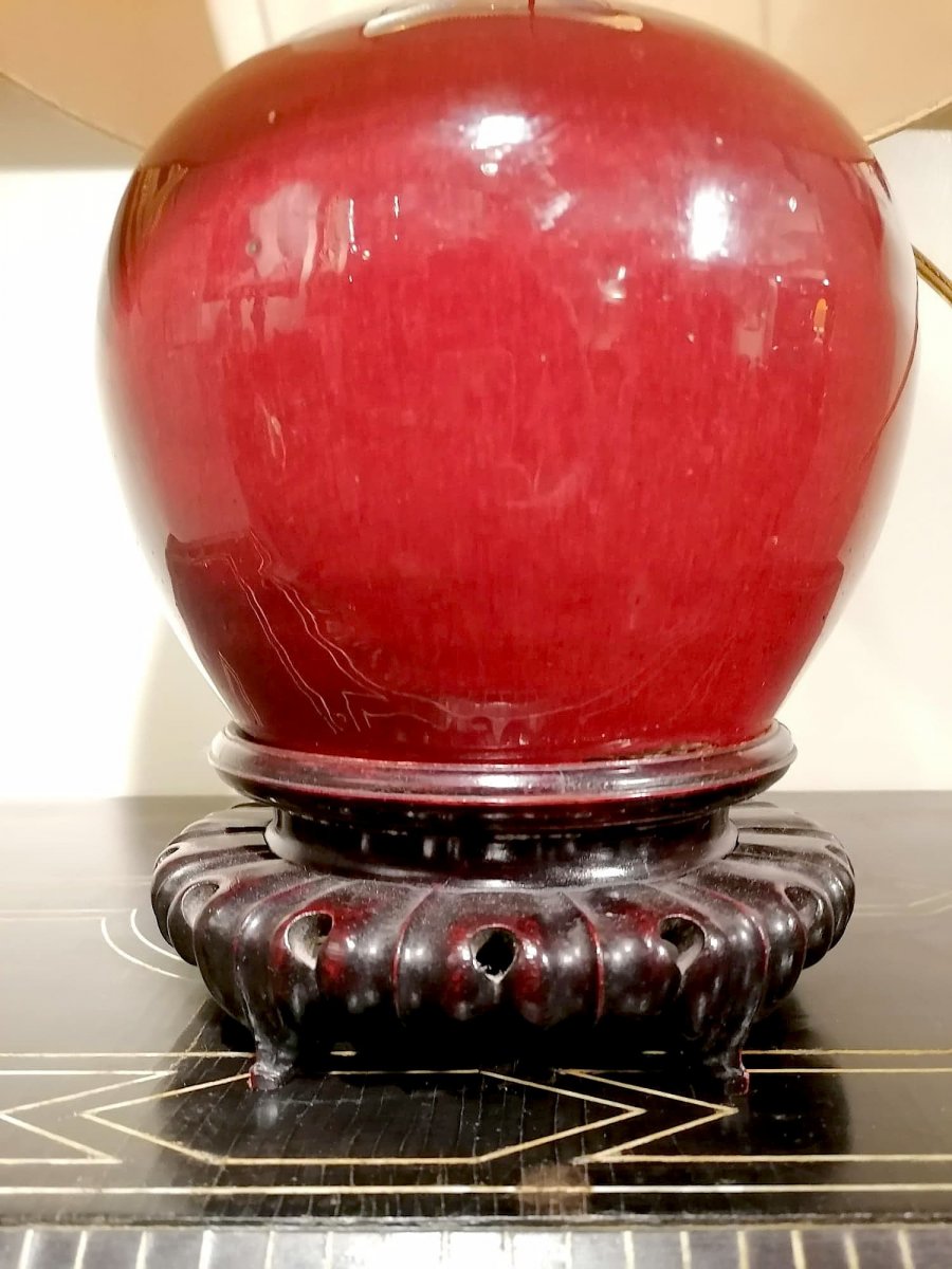 China, Ox Blood Vase Mounted As A Lamp-photo-3