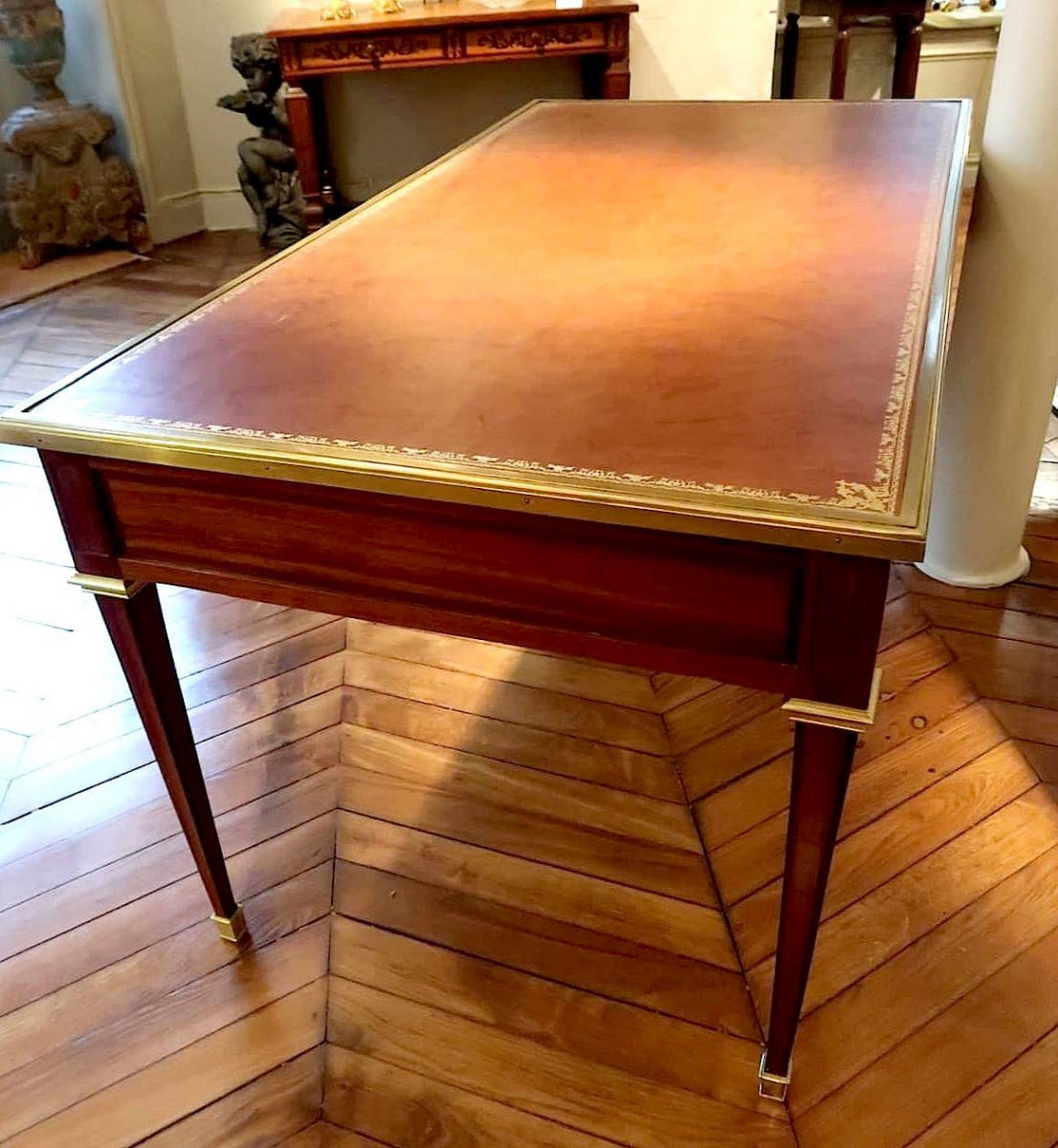 Louis XVI Flat Desk Amarante And Satin Wood-photo-2