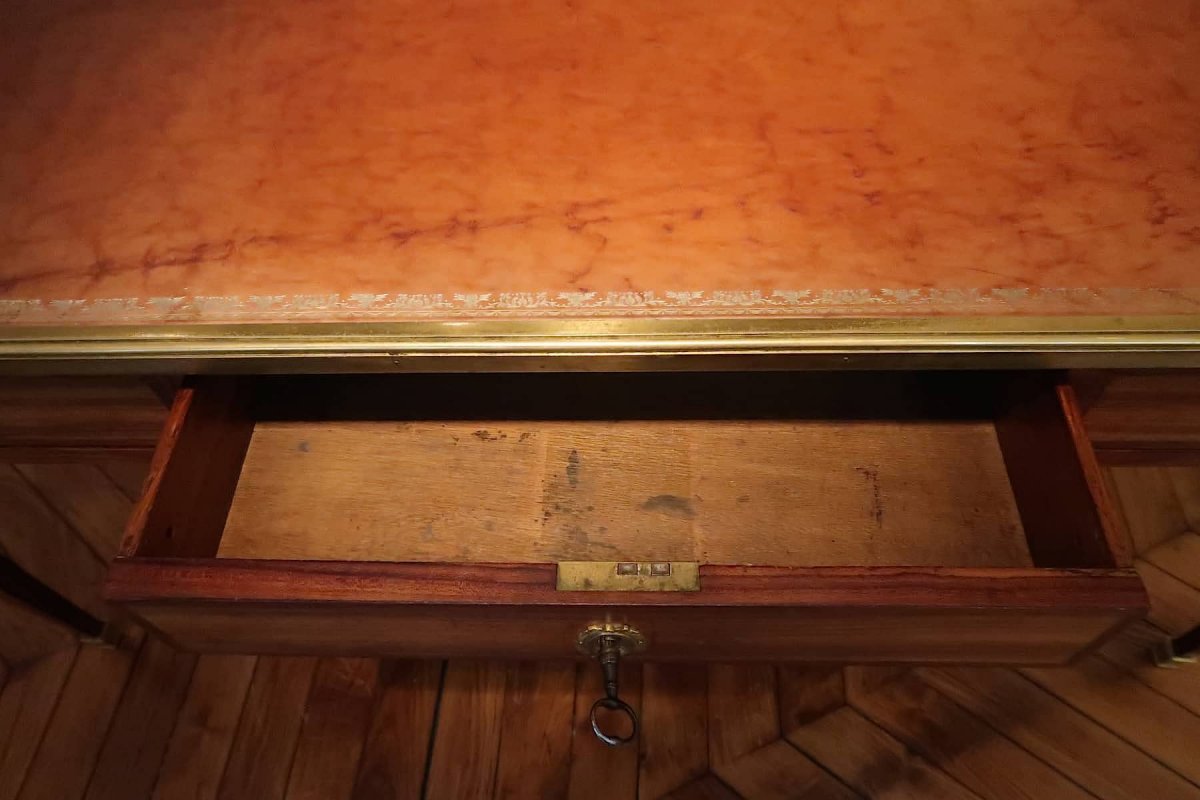 Louis XVI Flat Desk Amarante And Satin Wood-photo-3