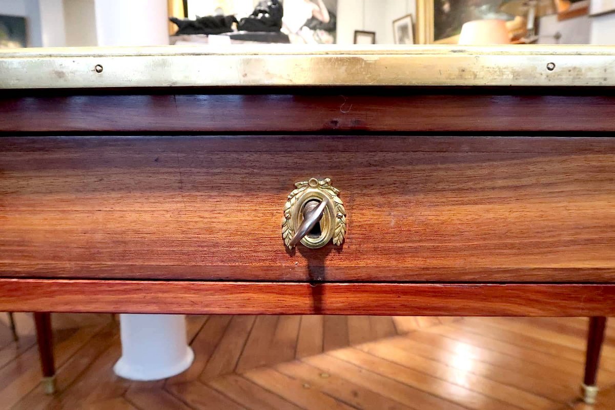 Louis XVI Flat Desk Amarante And Satin Wood-photo-1