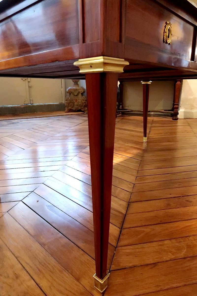 Louis XVI Flat Desk Amarante And Satin Wood-photo-3