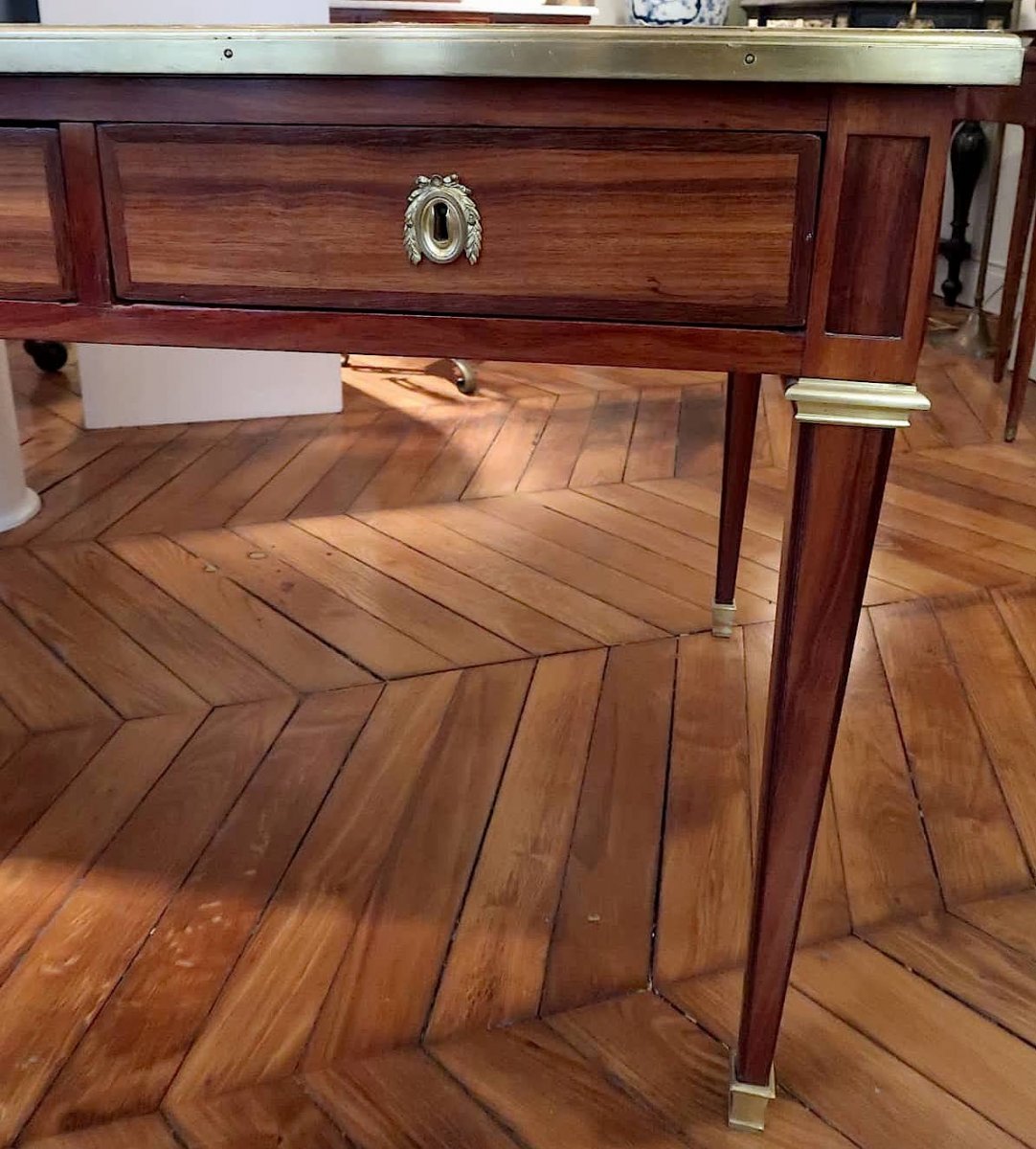 Louis XVI Flat Desk Amarante And Satin Wood-photo-4