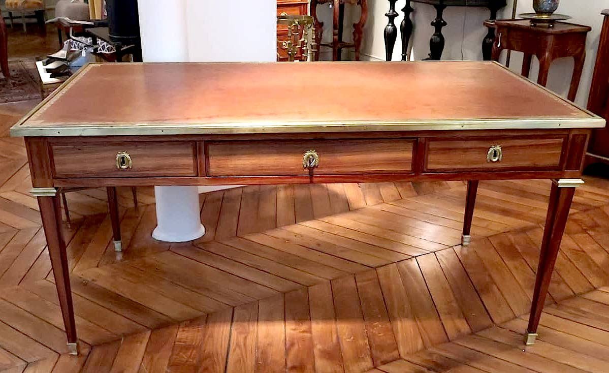 Louis XVI Flat Desk Amarante And Satin Wood