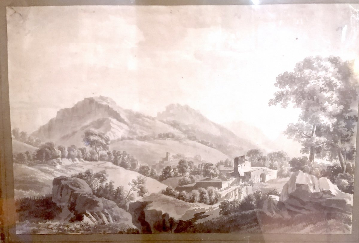 18th Century Lavis Drawing-photo-2