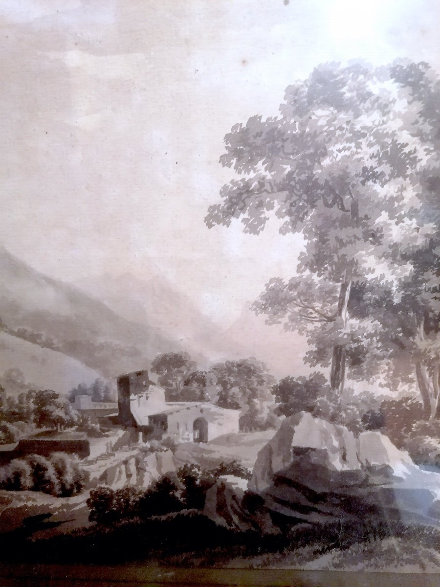 18th Century Lavis Drawing-photo-3