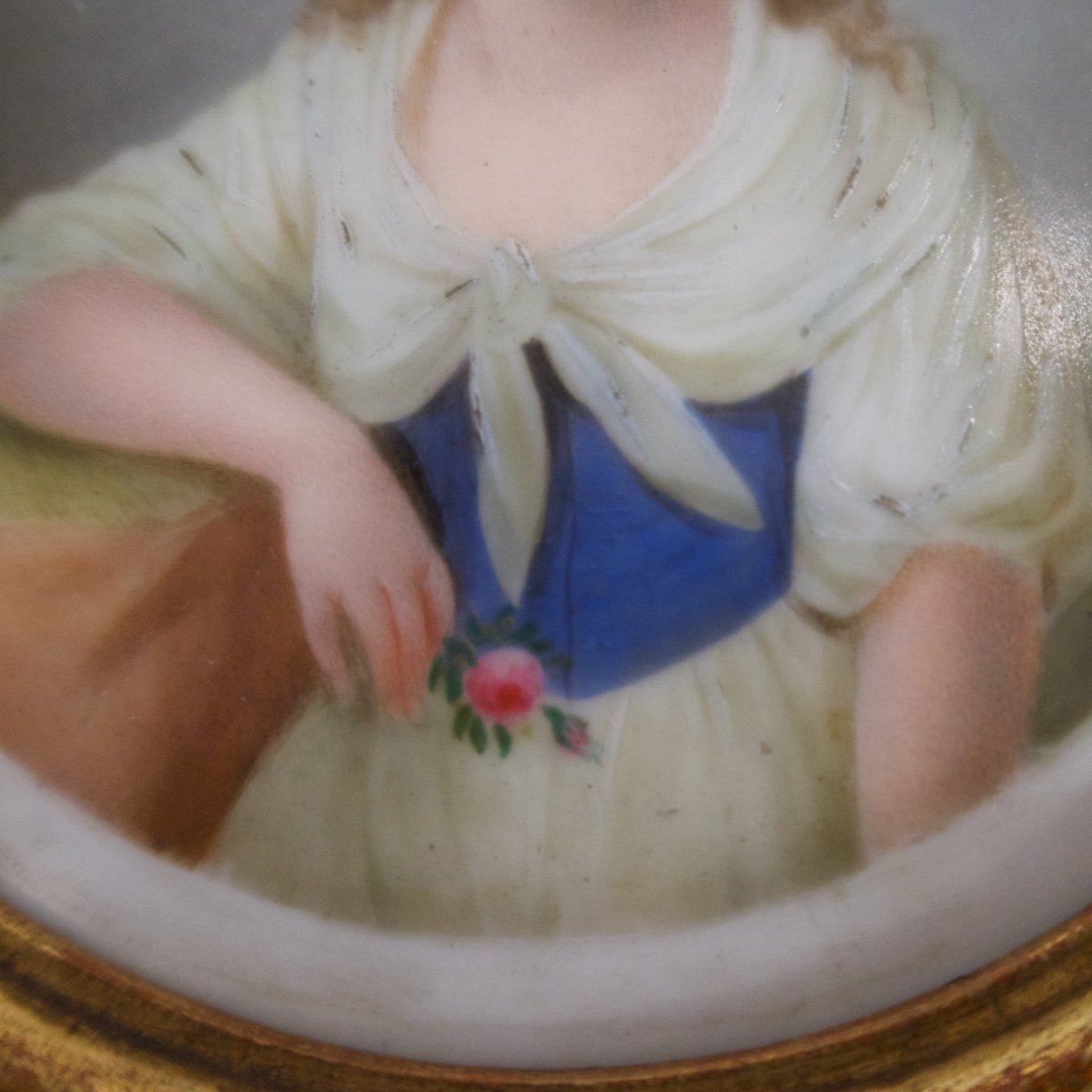 Miniature On Porcelain Lady Portrait By Fanny Guinier, 1828-photo-4