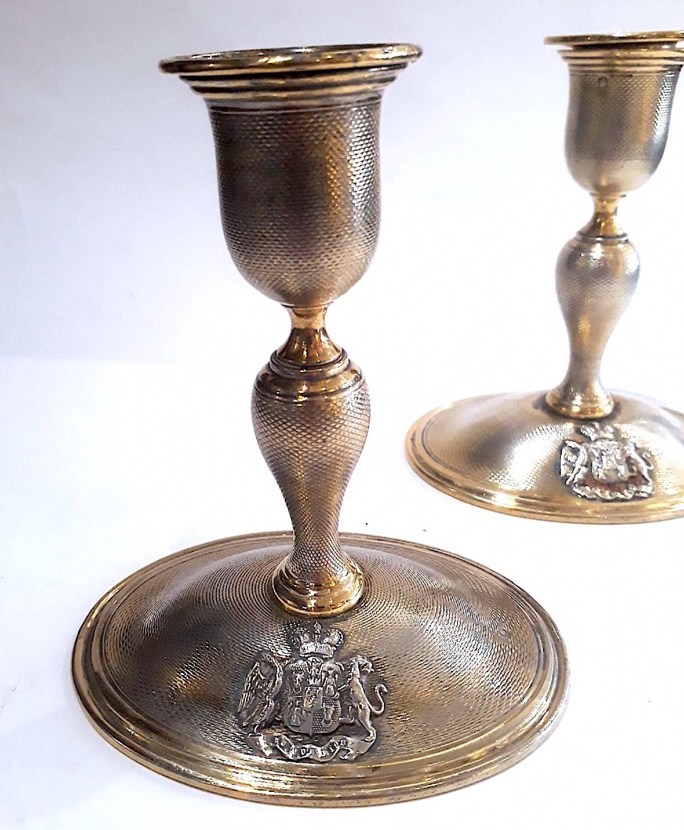 Pair Of Candlesticks In Vermeil Maison Talleyrand Périgord-photo-3