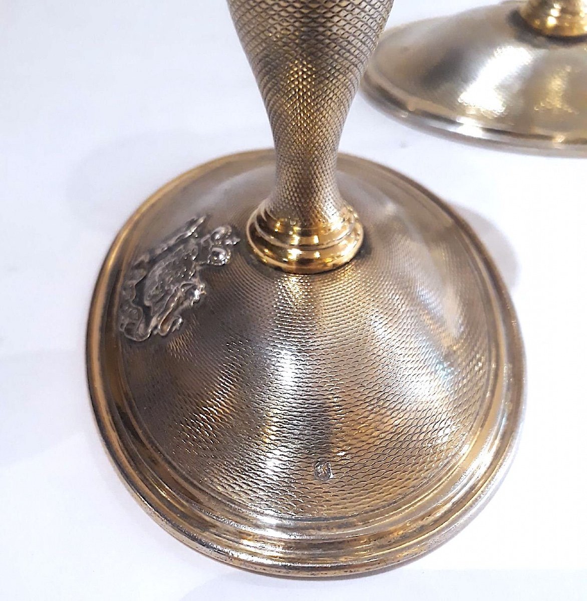 Pair Of Candlesticks In Vermeil Maison Talleyrand Périgord-photo-6