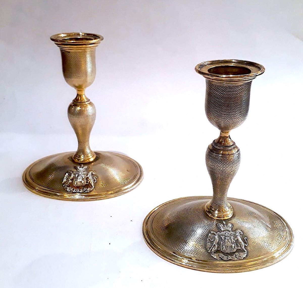 Pair Of Candlesticks In Vermeil Maison Talleyrand Périgord