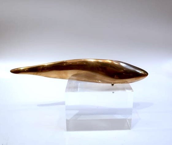 Monique Gerber , paire de coupe papier-sculpture poisson en bronze doré Années 1970 -photo-2