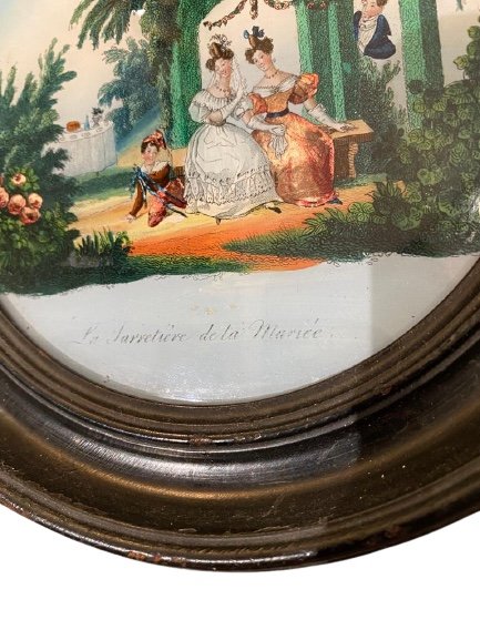 Miniature Fixée Sous Verre "la jarretière de la mariée"  -photo-2