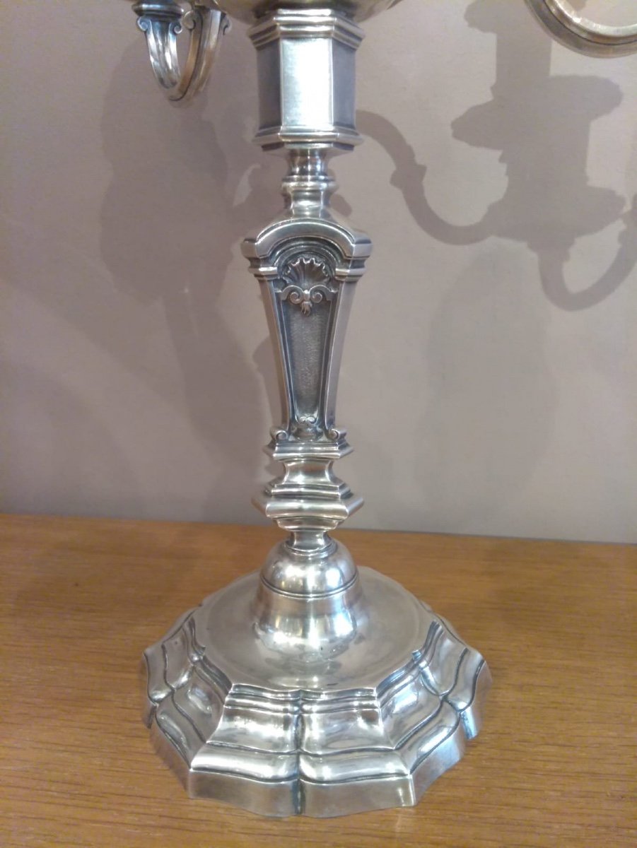Pair Of Louis XIV Style Sterling Silver Candelabra-photo-2