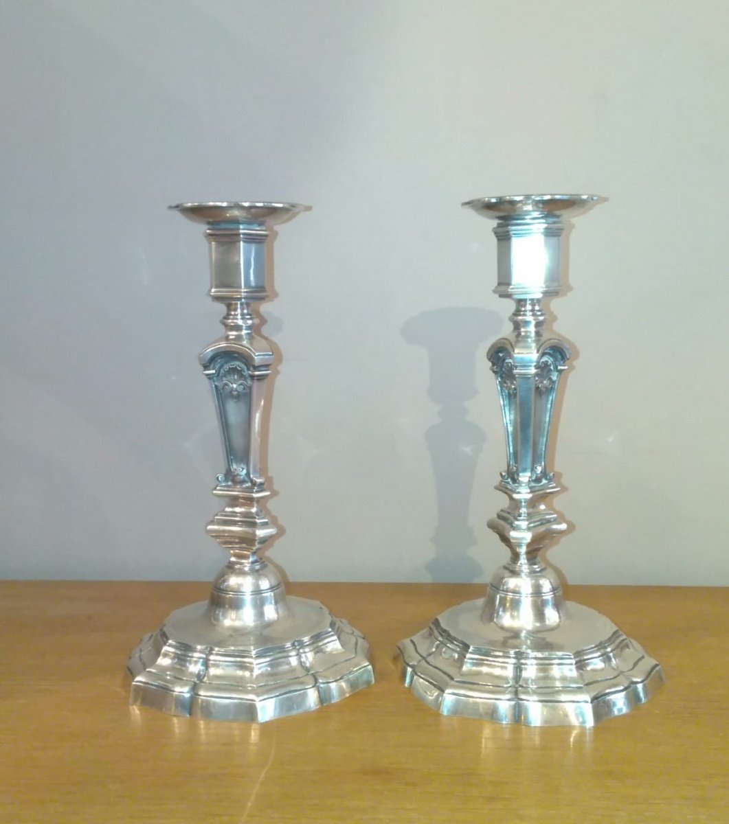 Pair Of Louis XIV Style Sterling Silver Candelabra-photo-4