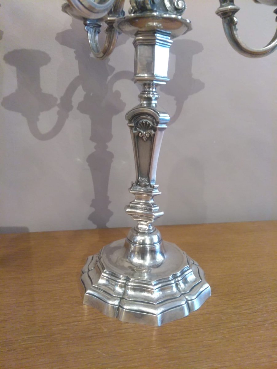 Pair Of Louis XIV Style Sterling Silver Candelabra-photo-6