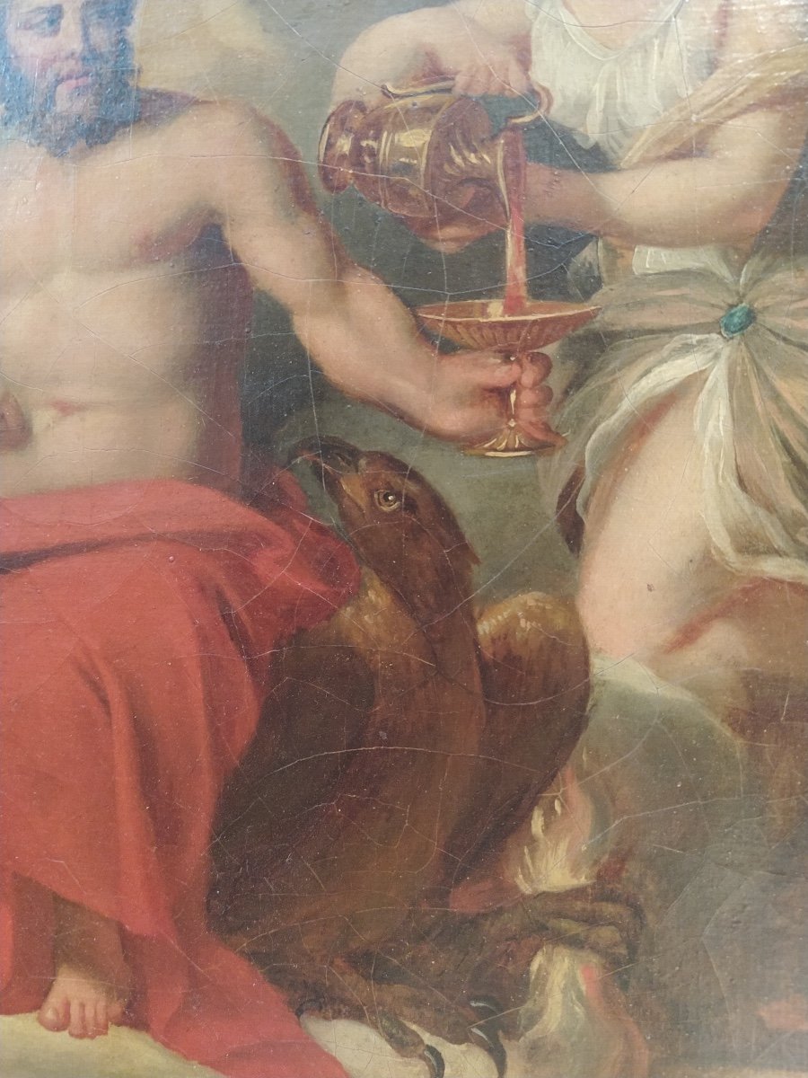 Attr. Robert Lefevre, Hébé Et Jupiter, Huile Sur Toile, Début XIXe-photo-3