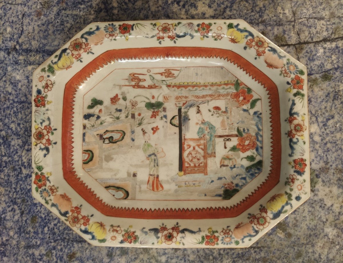 China, Octagonal Porcelain Dish, Kangxi Period