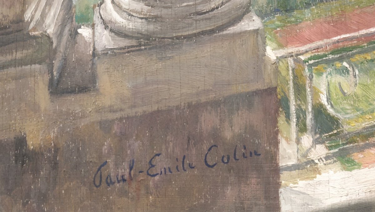 Paul Emile Colin (1867-1949), Vue Sur Jardin, Huile Sur Panneau-photo-3