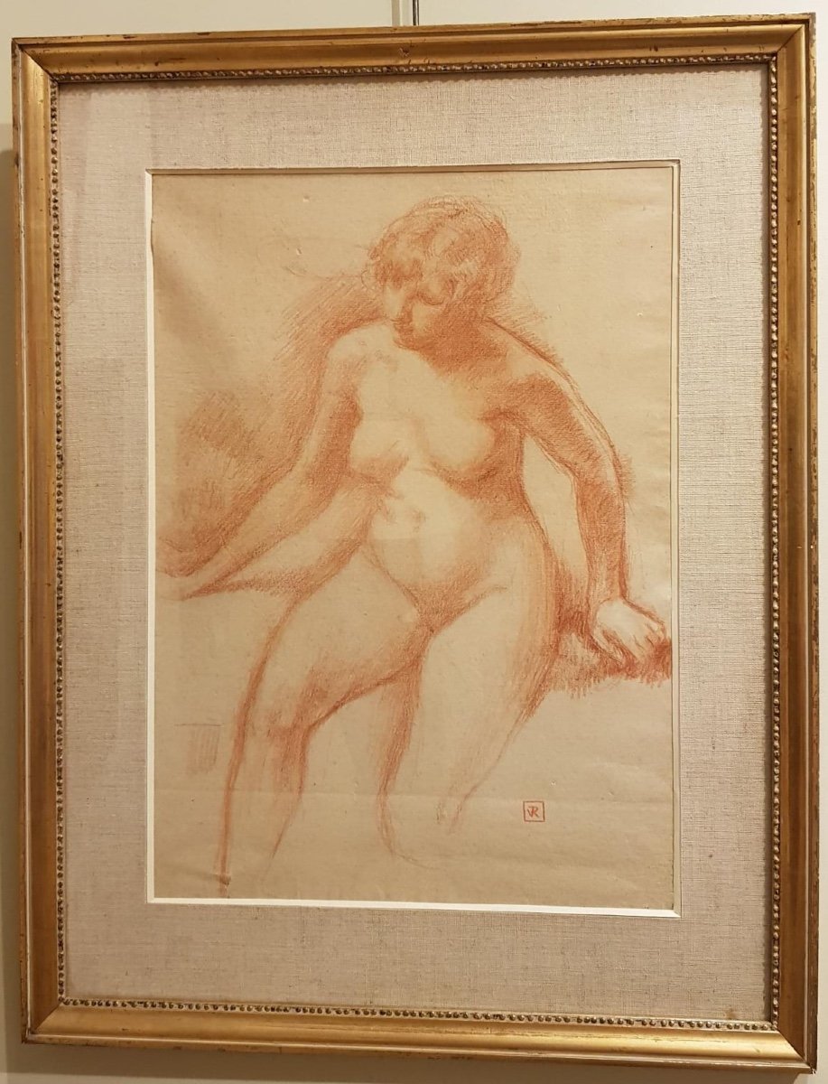 Théo Van Rysselberghe, Etude D’un Nu Féminin, Sanguine Sur Papier, XIXe-photo-2