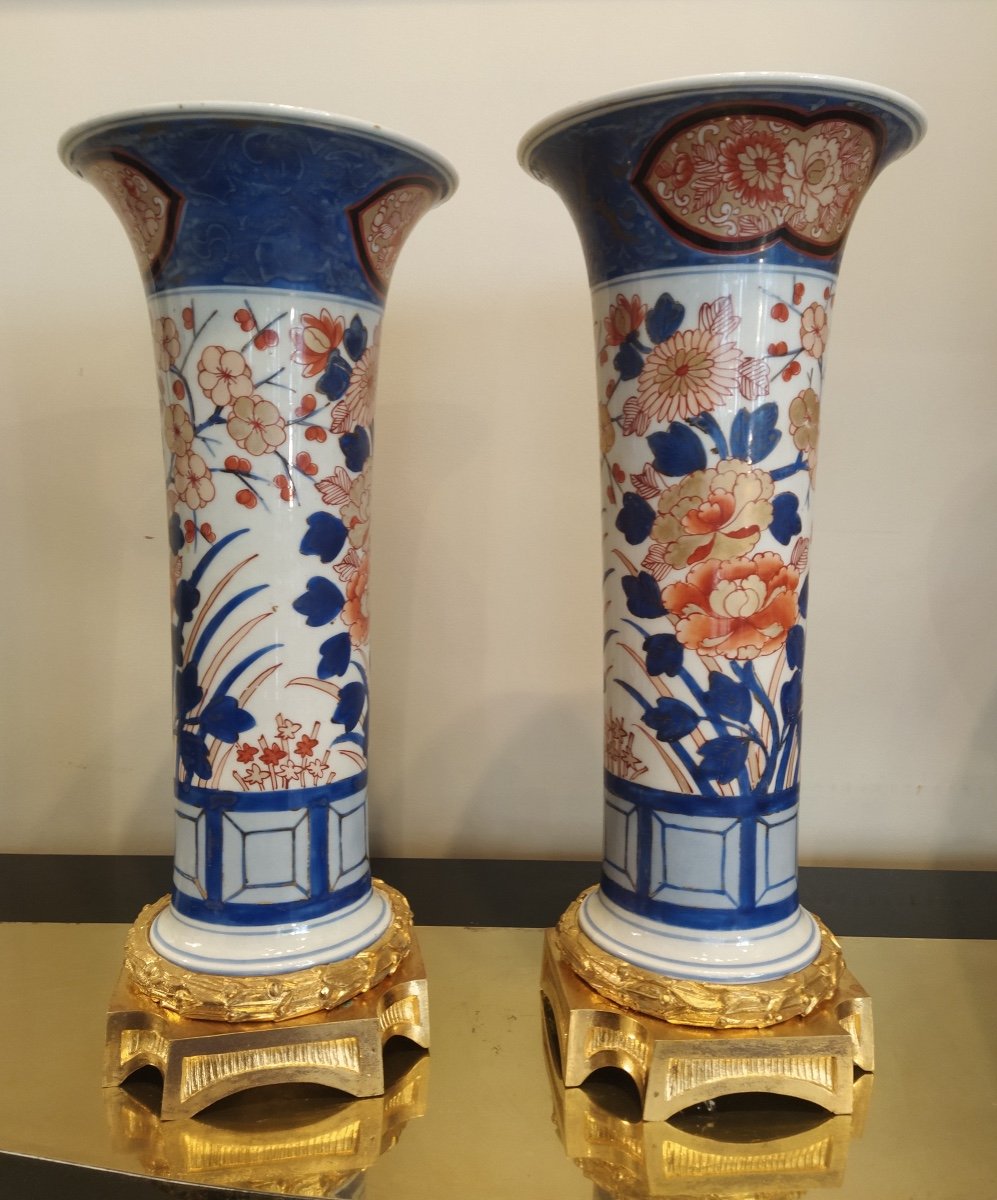 Pair Of Vases With Imari Porcelain Decoration - Japan - 19th Century-photo-4