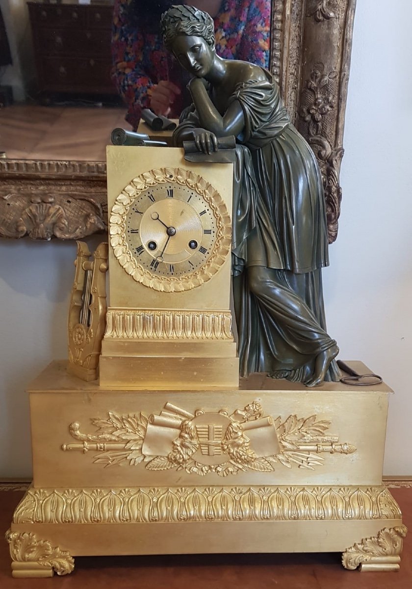 Study Pendulum With Brown Patina And Gilt Bronze, Restoration Period-photo-4
