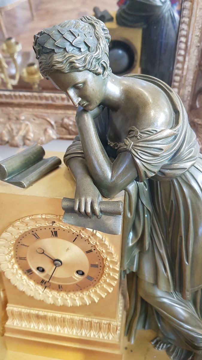 Study Pendulum With Brown Patina And Gilt Bronze, Restoration Period-photo-1