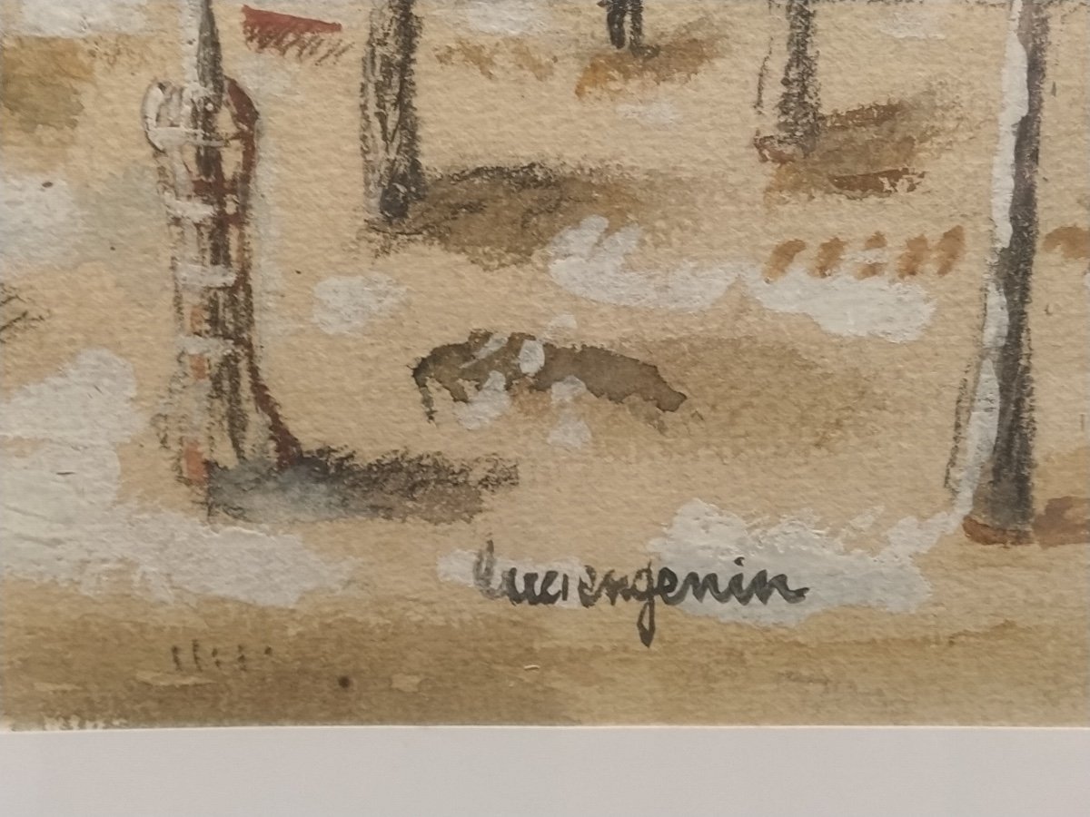 Lucien Génin, Snow-covered Place Du Terme, Gouache And Watercolor-photo-3