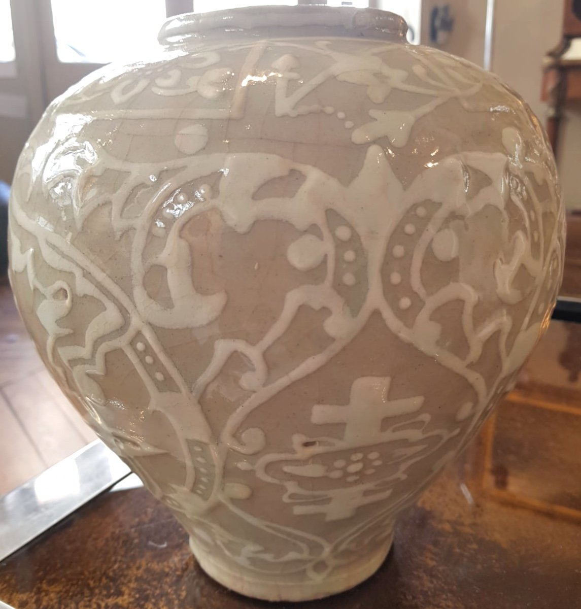 Enamelled Ceramic Vase, Persia, 19th Century-photo-2
