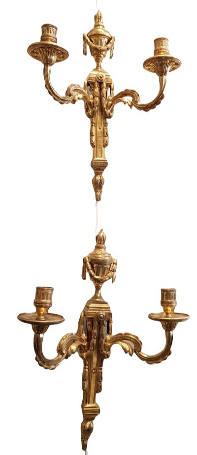 Pair Of Louis XVI Gilt Bronze Sconces