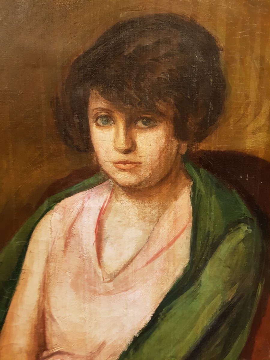 Jean Hippolyte Marchand (1883-1940), Huile Sur Toile, Portrait D’une Femme, XIXe