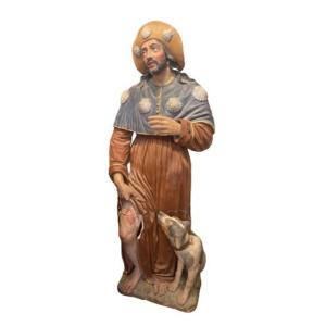 Statue Of Saint Roch And His Terracotta Dog