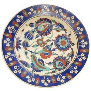 Earthenware Dish With Iznik Decor, Twentieth.