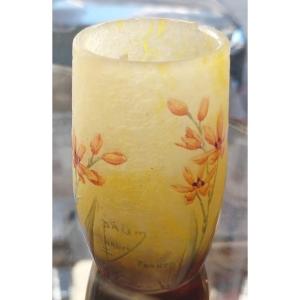 Daum, Small Frosted Glass Vase, Art Nouveau.