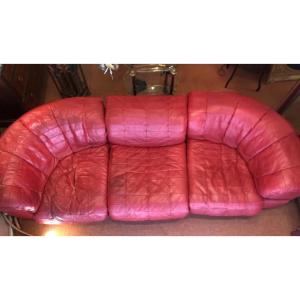 Ds-11 Modular Sofa In Red Leather By De Sede, 1980s