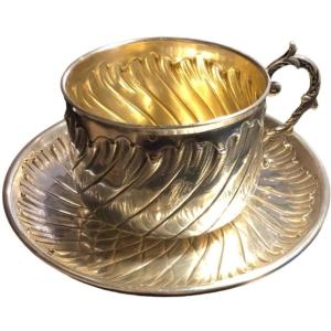 Cup And Saucer In Sterling Silver, Twentieth