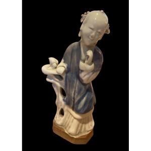 Enameled Porcelain Statuette, China, Eighteenth